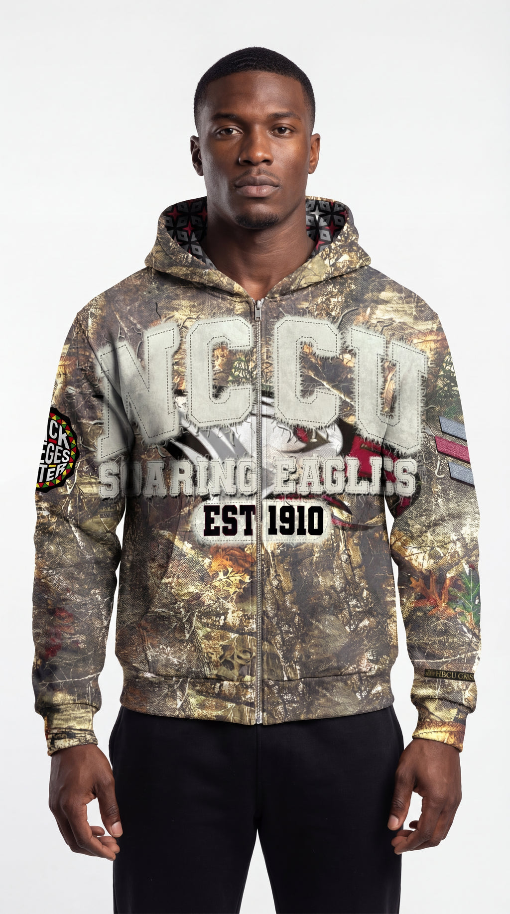 Camouflage "North Carolina Central University" Silk Infused Lifestyle Jacket [ON HAND]